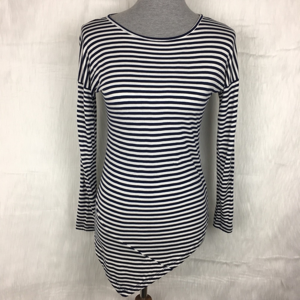CABI Striped Asymmetrical Long Sleeve Top